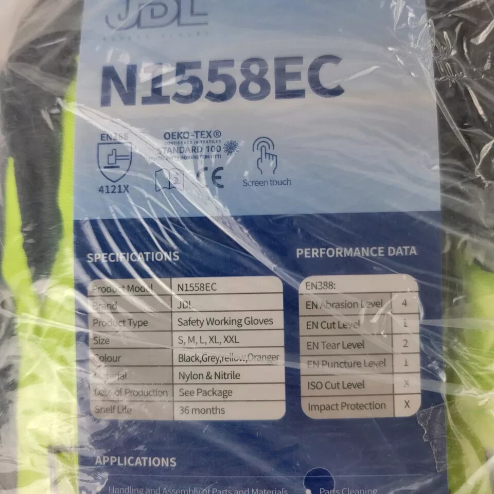 JDL Large Green Nitrile Coating Gloves Oil Resistant Touchscreen 24 Pack
