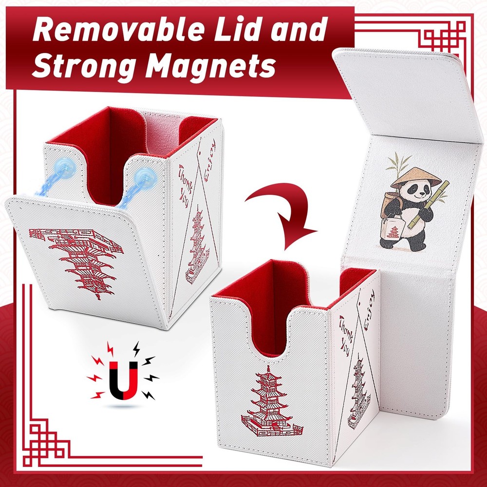 Venssu Chinese Takeout MTG Deck Box, Commander Case White & Bright Red