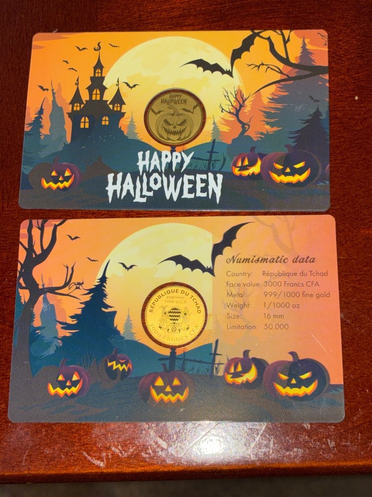 GOLD HALLOWEEN CARD WITH COA