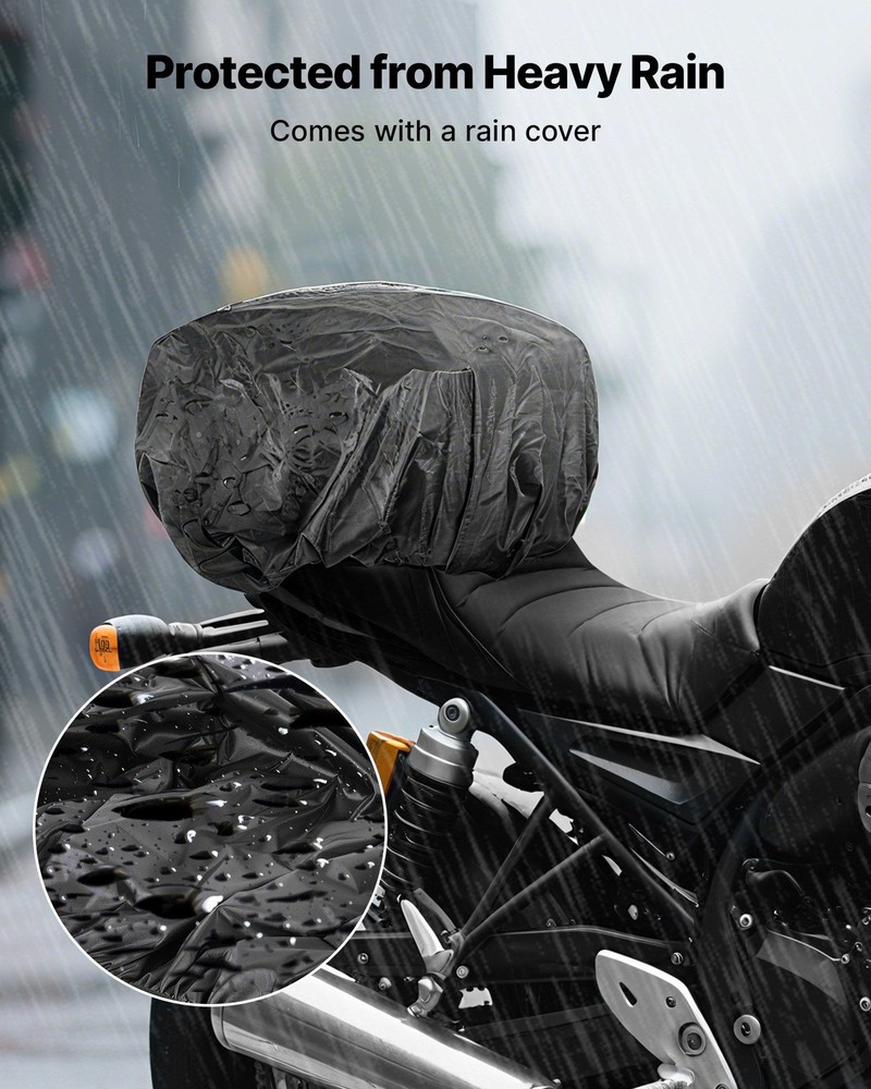40-60L Foldable Motorcycle Tail Bag with Rain Cover Multiple Storage Pockets