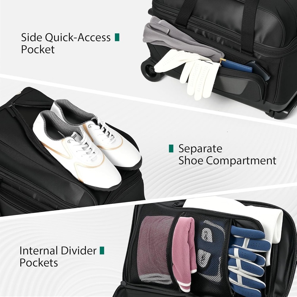 Double Roller 2 Ball Bowling Bag with Separate Shoe Compartment for Bowling Shoe