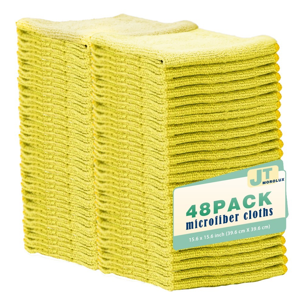 16" Microfiber Cleaning Cloths Remove 99% Bacteria Assorted Colors,48 Pack