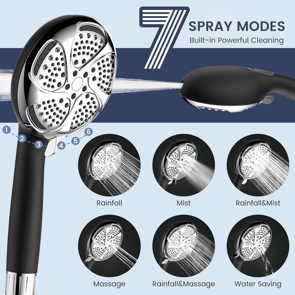 Filtered Shower Head with Handheld, High Pressure 7-Spray Showerhead with Filter