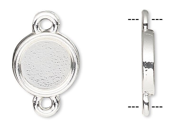 10 Silver Plated Brass 10mm Round Link with 8mm Setting