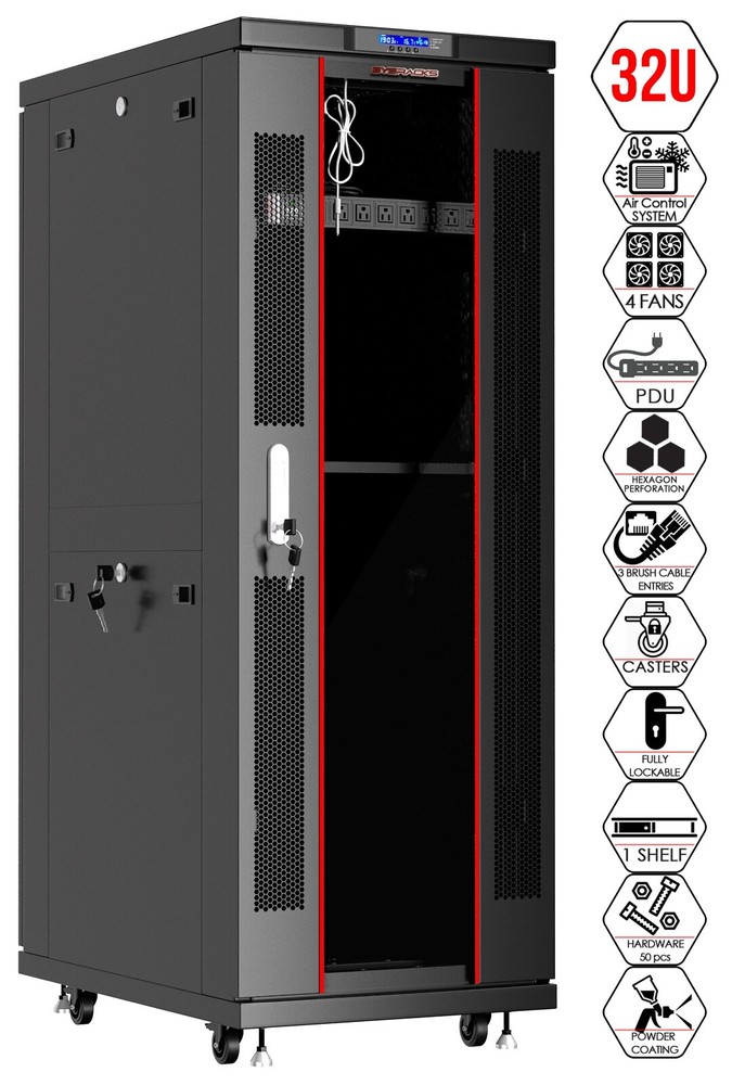 Sysracks 32U 24'' Deep IT Network Data Server Rack Cabinet
