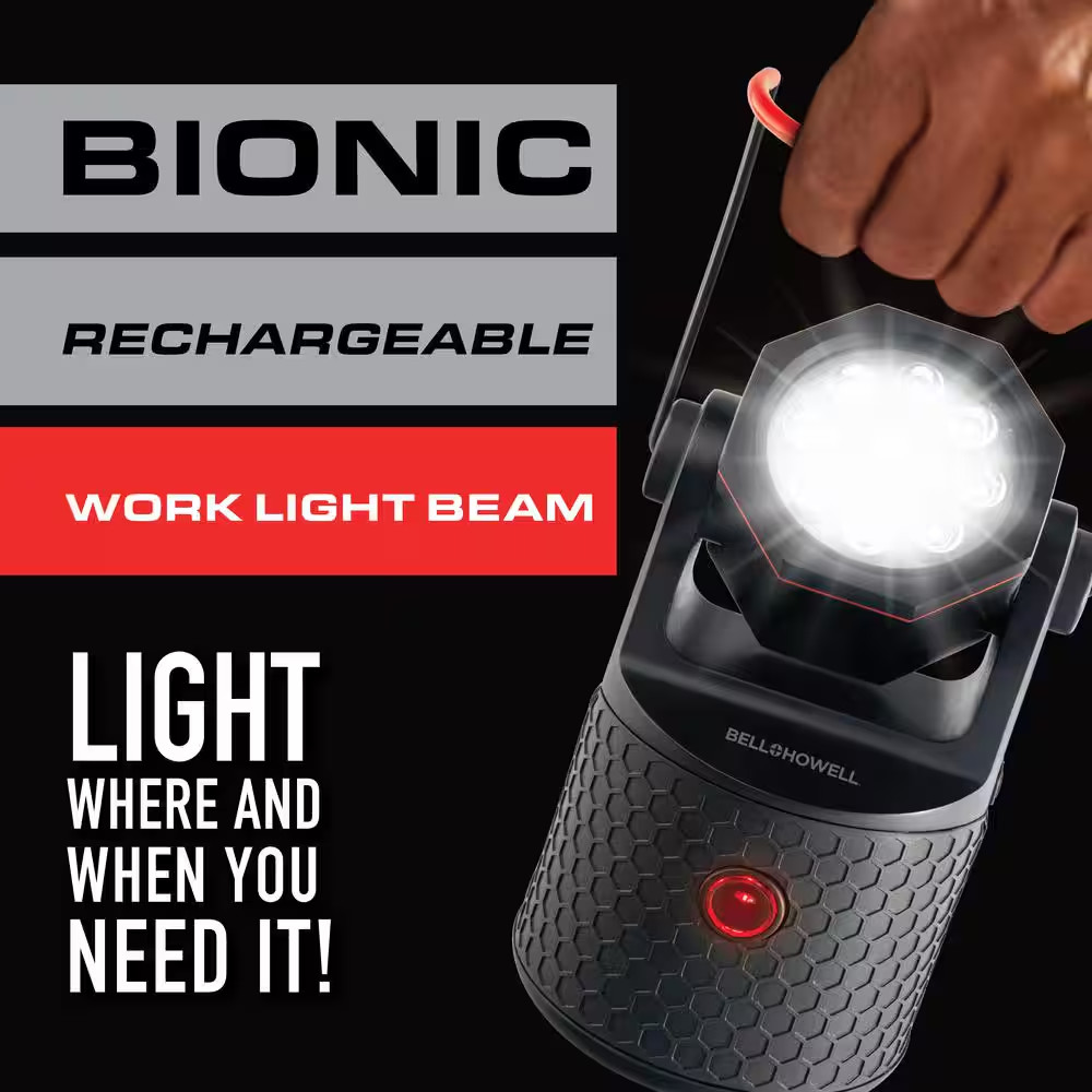 Bionic Work Light Beam 1000 Lumens 9 Super Bright LED Rechargeable Handheld Work