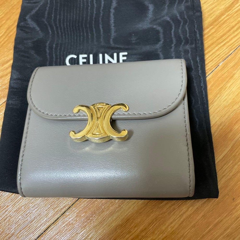 CELINE Gray Tri fold Wallet From Japan
