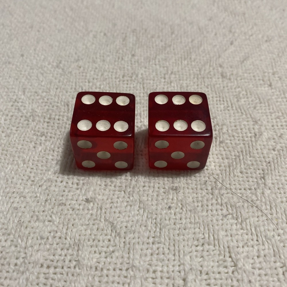 Vintage Bakelite Dice 1” red translucent