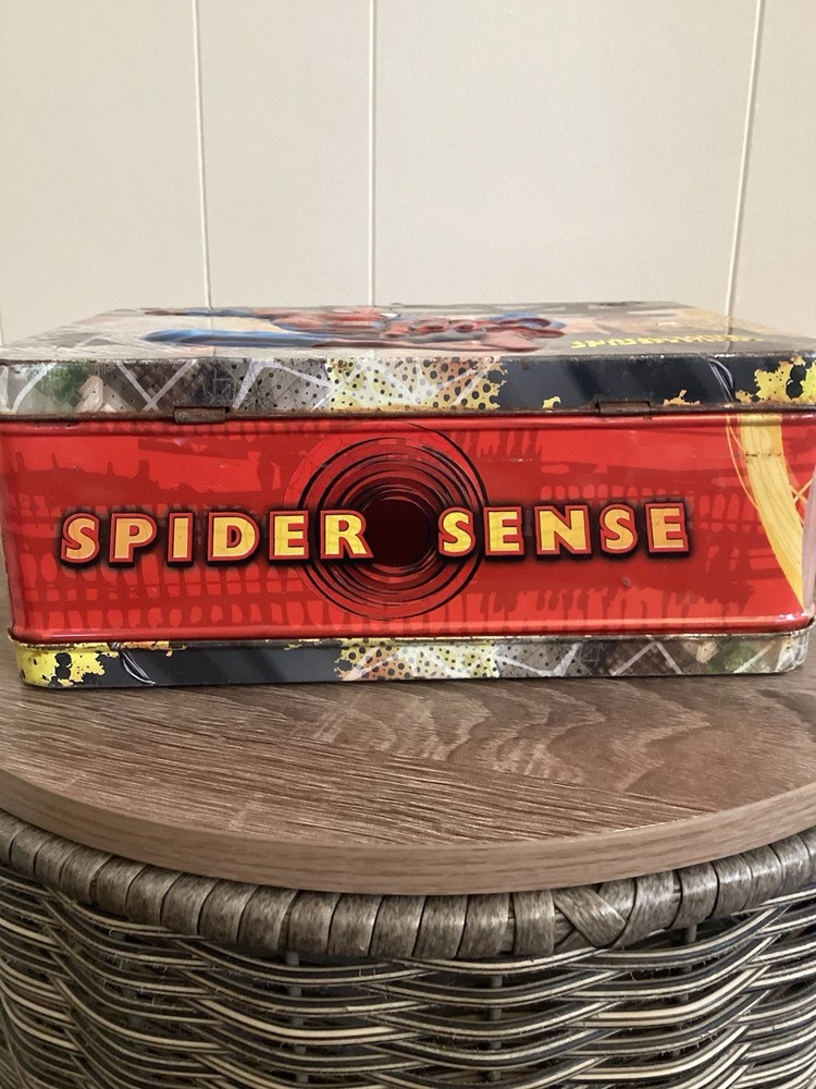 Spider-Man Spider Sense Tin Lunch Box Embossed Marvel Full Size 9x7