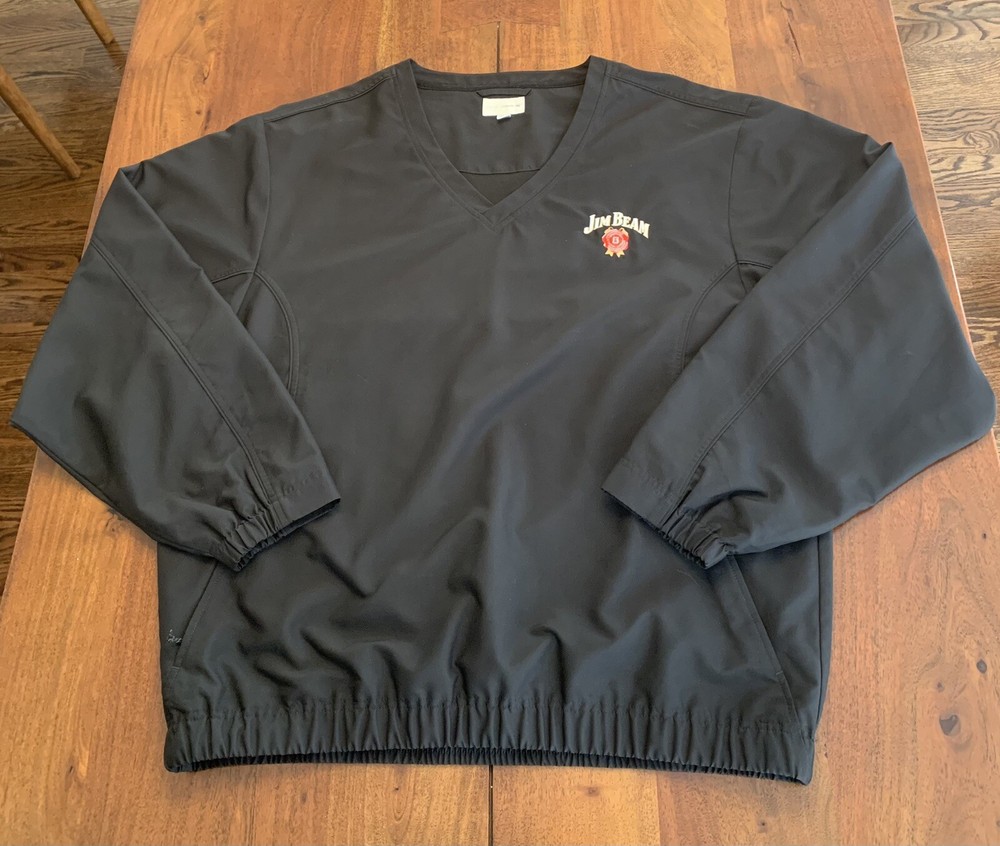 Jim Beam Golf Pullover Jacket Mens XXL Cutter & Buck WindTec Black Embroidered