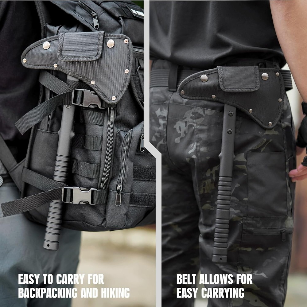 15" Black Stonewashed Tomahawk Throwing Axe Battle Hatchet Survival Fixed Blade