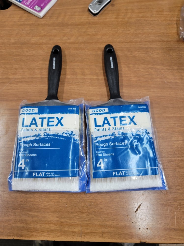 4 in. Flat Cut Polyester Paint Brush Stain Duster Flat General Purpose 2 Pack