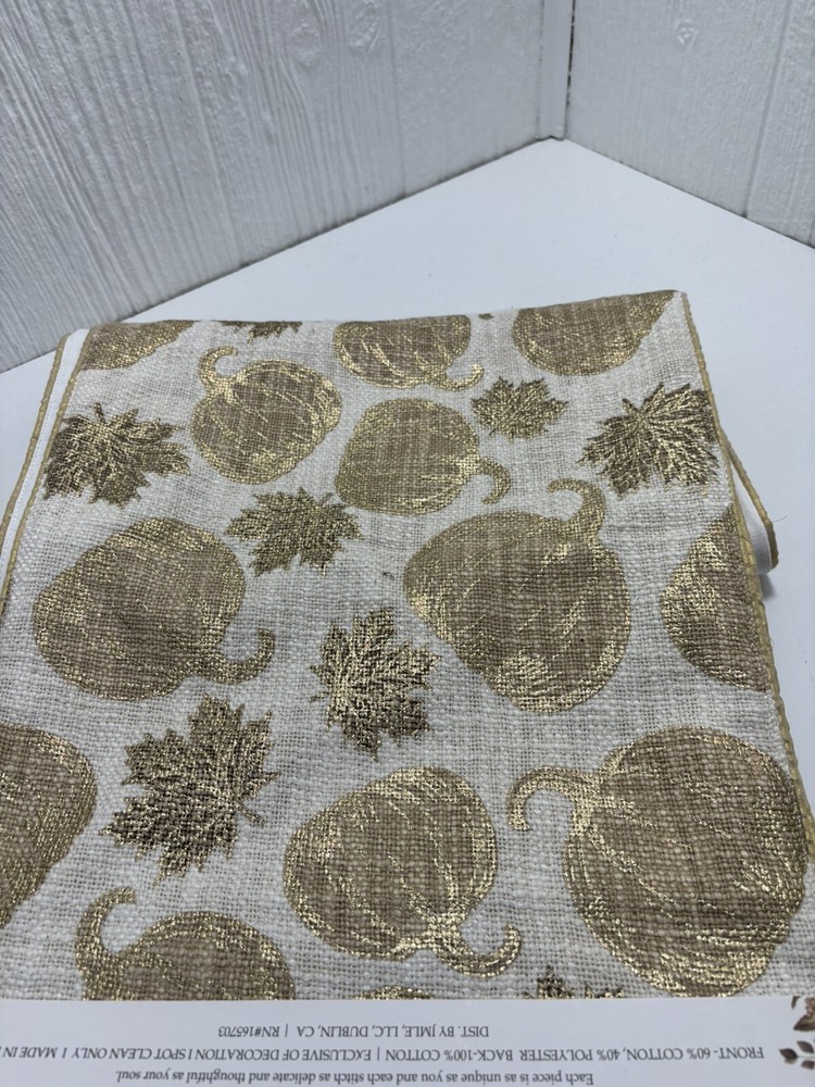 Mireille Designs Fall Table Runner Pumpkin Leaves 14” X 72” New NWT
