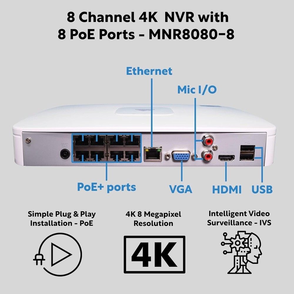 8MP Montavue UltraHD Security Camera System4pcs 4K 100ft IR Night Vision