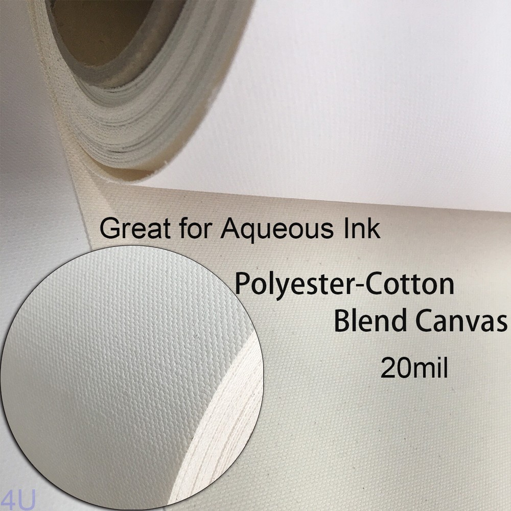 54"x100ft / roll，Polyester Cotton Inkjet Printing Matte Canvas for LATEX Printer
