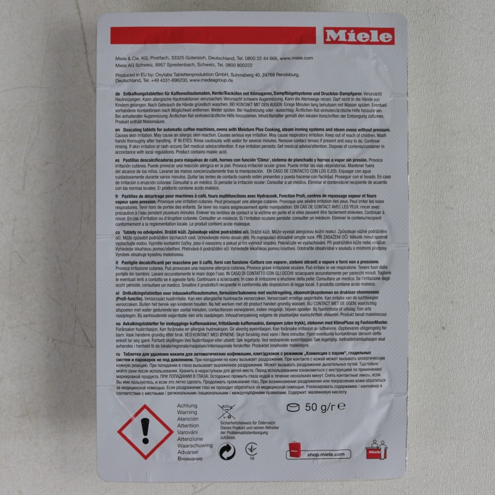 Miele 6-Pack 50g Descaling Tablets Open-Box