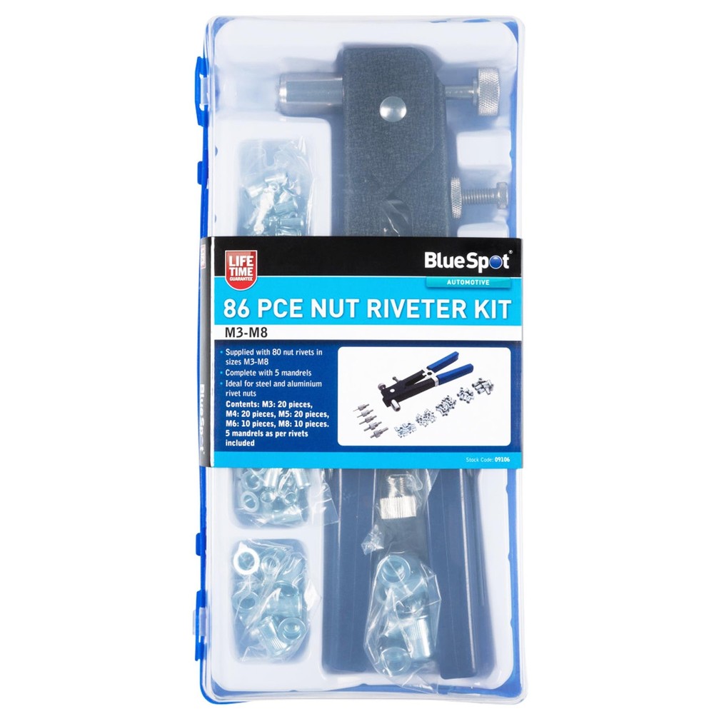 BlueSpot 86 Piece Nut Riveter Kit (M3-M8)