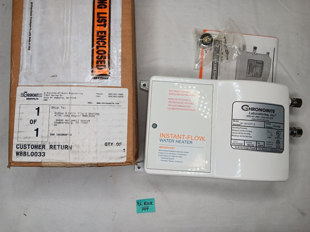 Chronomite Sr-30/277 Htr-I 277Vac, 30 Amps, Both Electric Tankless Water Heater