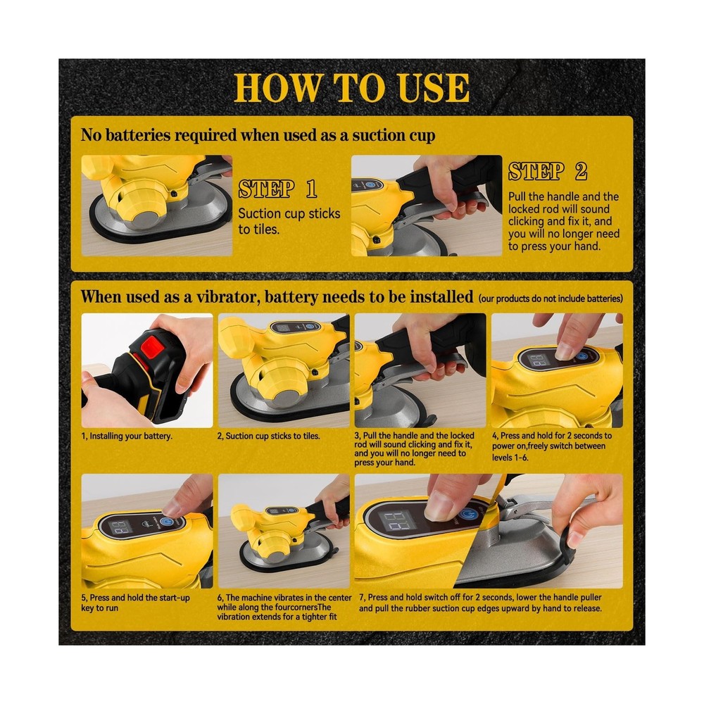 Tile Vibration Tool Fit for Dewalt 18V/20V Max Battery, Handheld Automatic Ti...