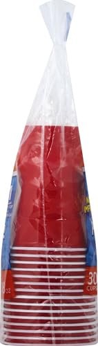 Party on Disposable Plastic Cups, Red, 18 Ounce, 30 Count