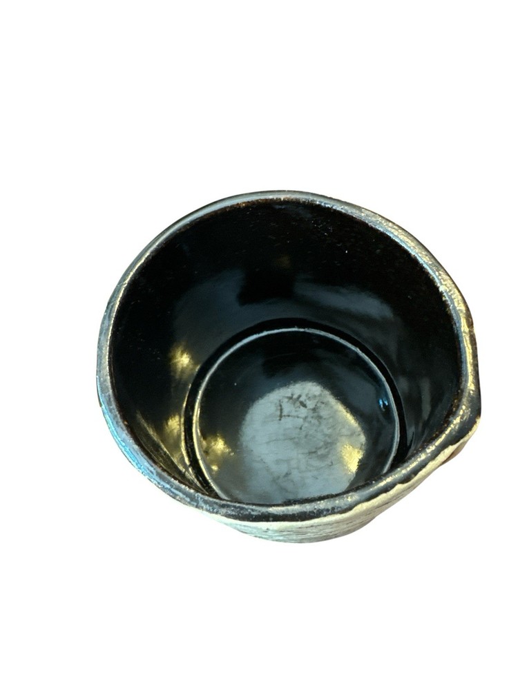 Handmade Ceramic Vase/Planter with Marbled Design and Cabin Accent