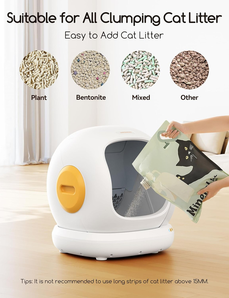 Self-Cleaning Cat Litter Box, 75L Extra Large Open Automatic Cat Litter Box for