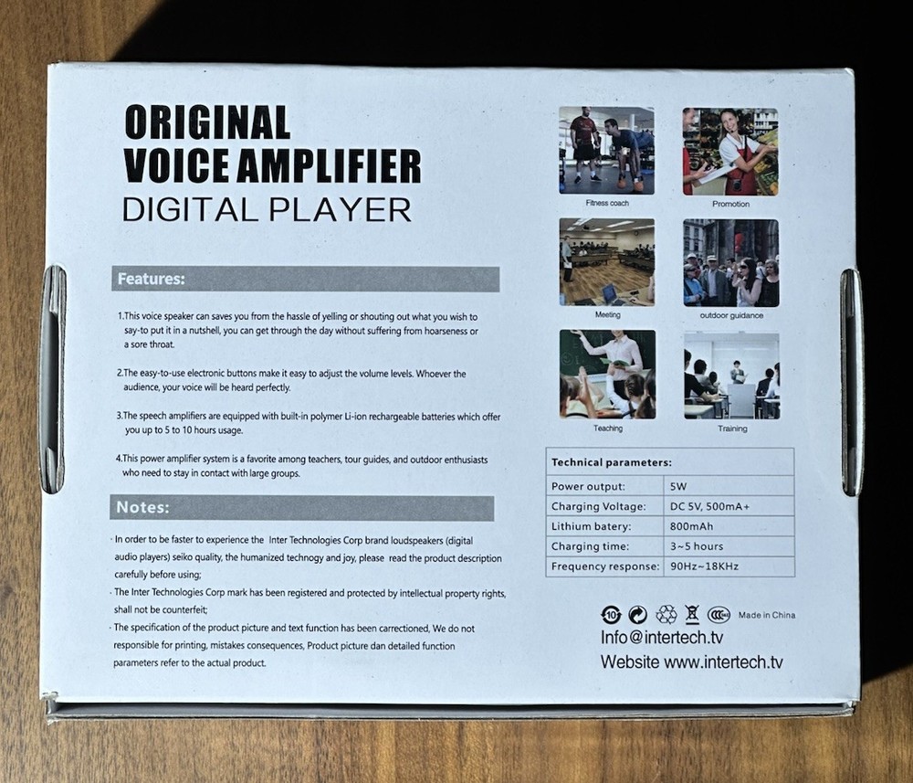 Inter Technologies Original Voice Amplifier W/ Microphone For Teachers (BX28)