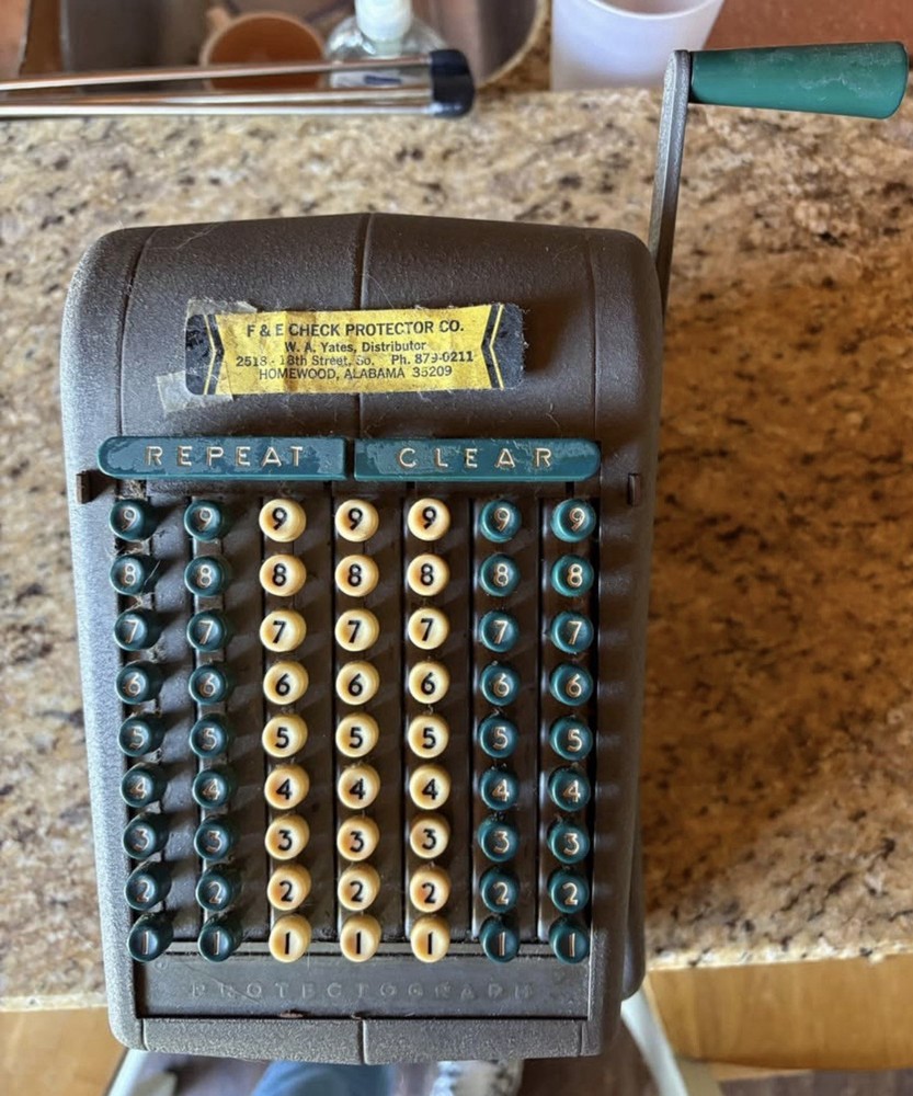 Vintage A.B.T. Check Protector Mechanical Adding Machine