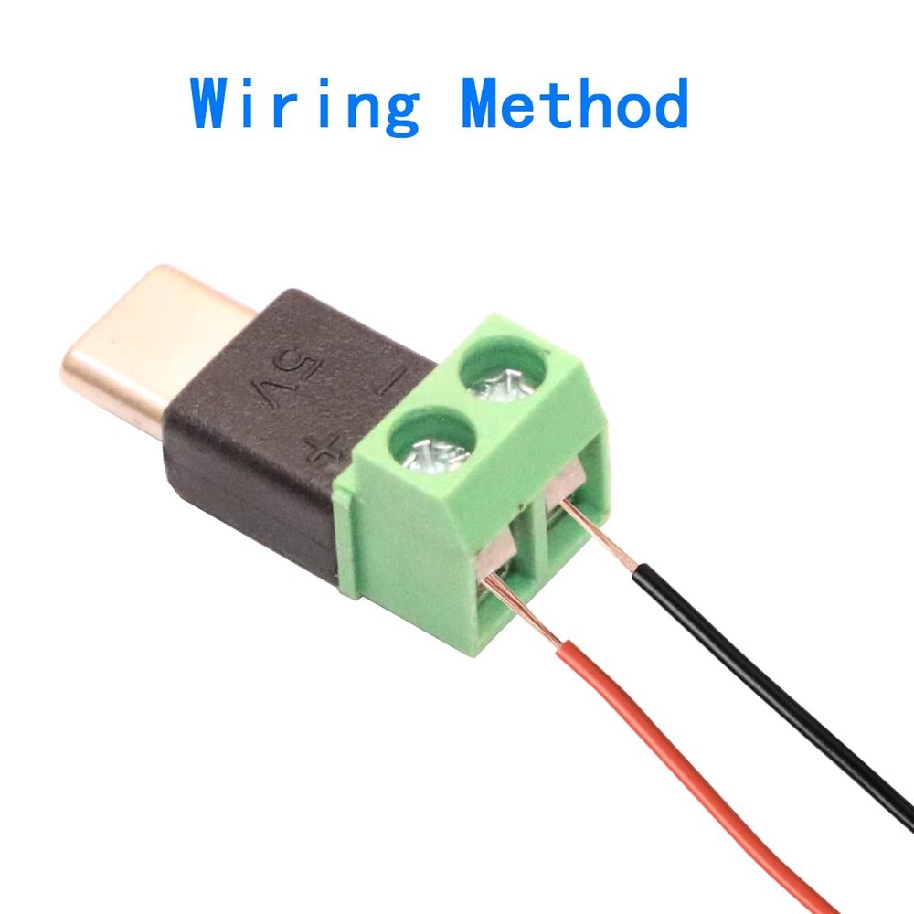 2Pack Solderless Type c Connectors USB 2.0 Screw Terminal Block Adapter Conne...