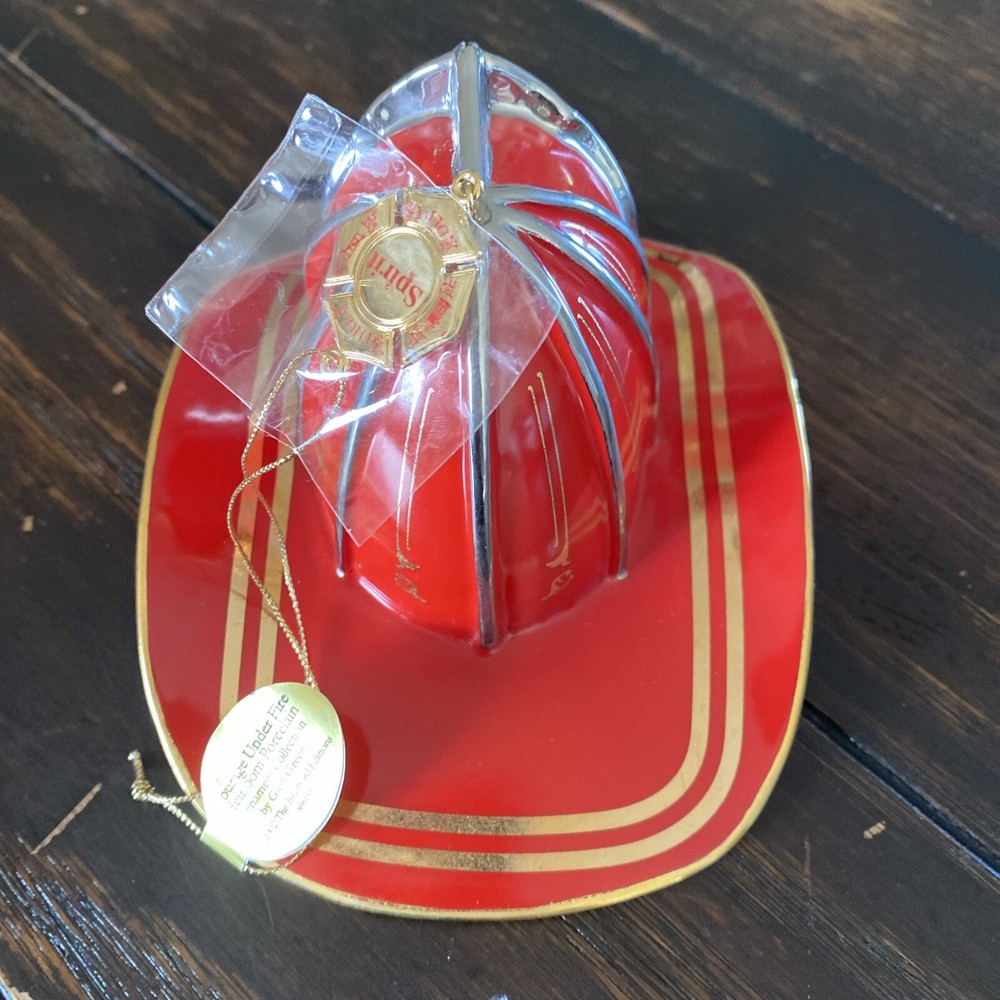Bradford Exchange Courage Under Fire Red Fireman Helmet KNOWLEDGE Ornament