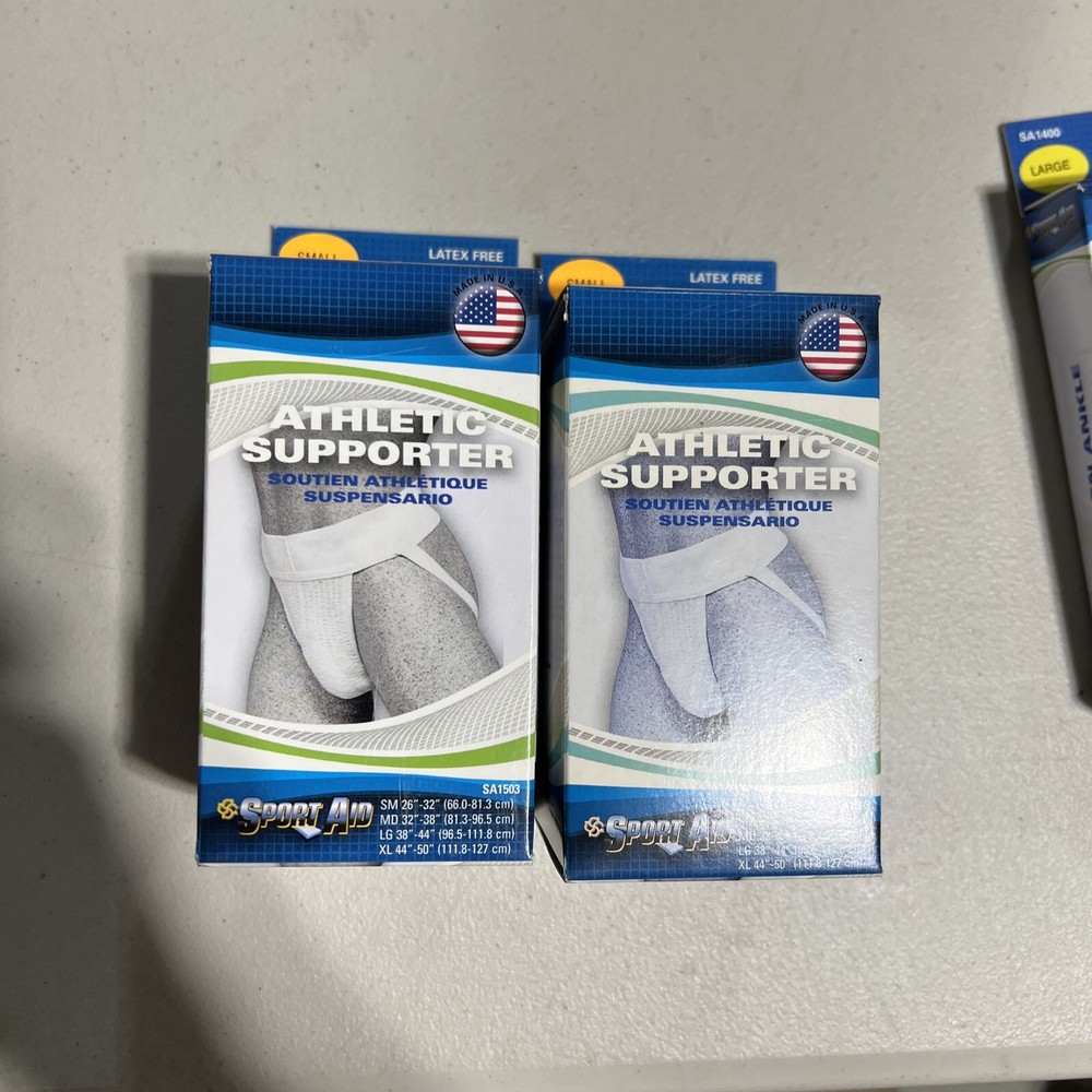 Sport Aid Athletic Supporter, White, Small (2 Pack)