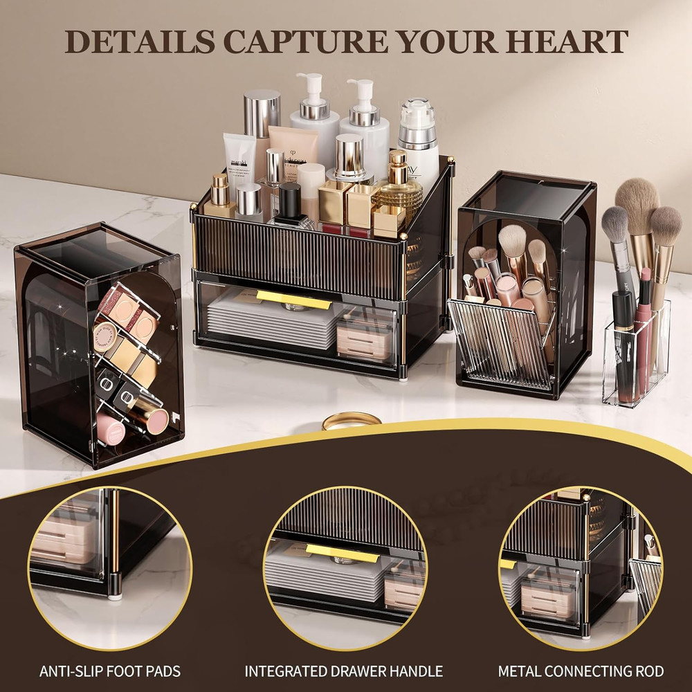 Stackable Makeup Organizer Countertop, Storage Perfume Skincare Cosmetic