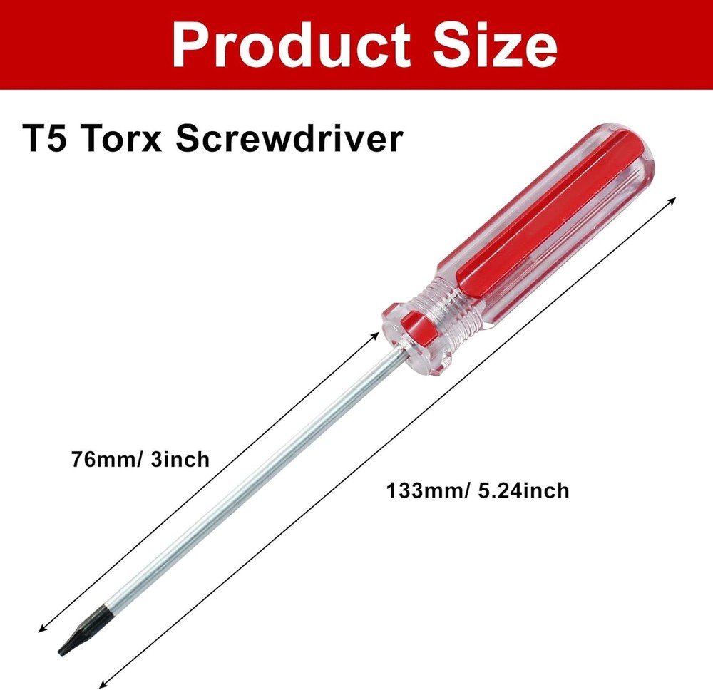 Durable T5 Torx Screwdriver with 75mm Magnetic Tip for Precision Electronics ...
