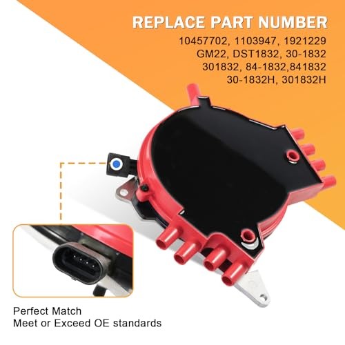 Red Ignition Distributor With Wire Harness, Cap and Rotor 10457702 Replacement