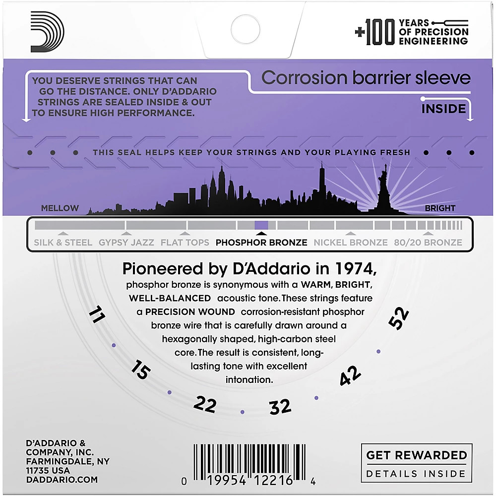 D'Addario EJ26 Phosphor Bronze Custom Light Acoustic Guitar Strings