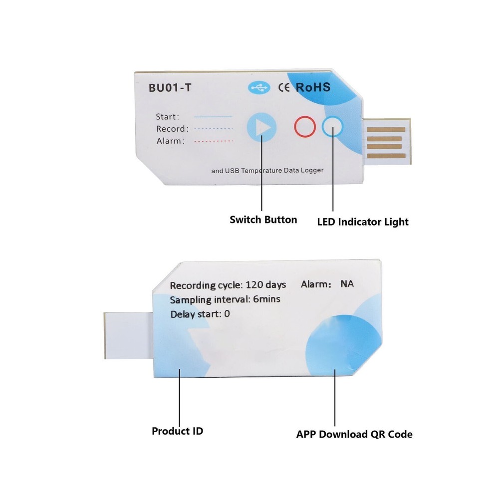 USB Temperature Humidity Data Logger BT 32000 Points Cover 120days PDF Report