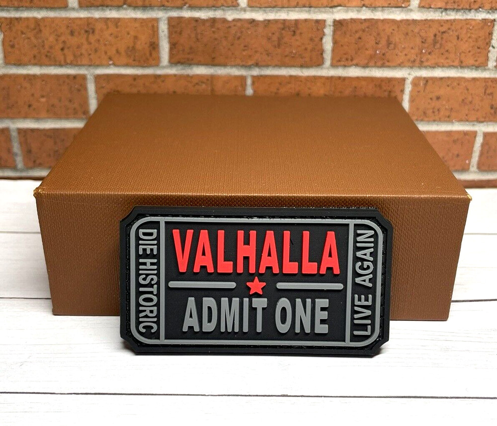 Tactical Gun Patch - Valhalla Admit One PVC Patch - Hooked Back Morale Patch