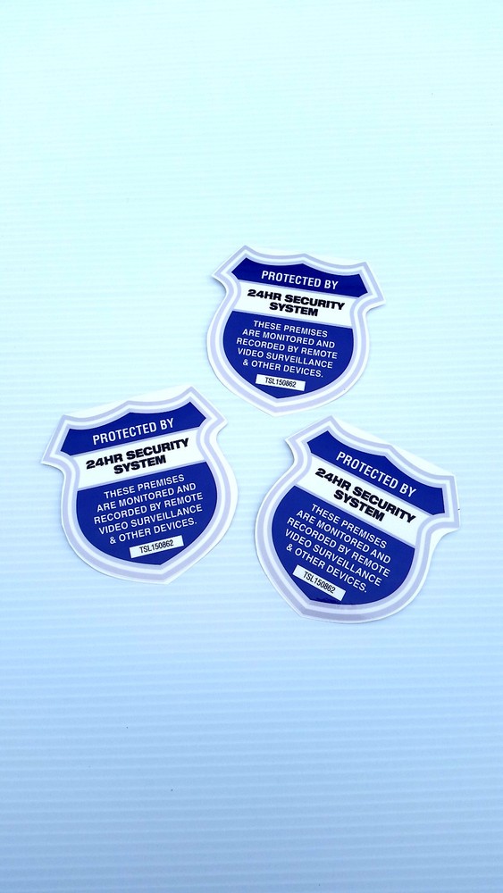 6 Pack - 24HR SECURITY SYSTEM cctv surveillance sticker label decal camera alarm