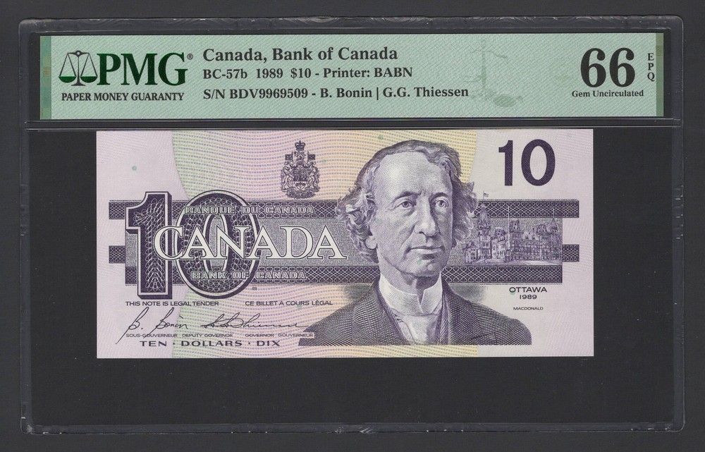 Canada 10 Dollars 1989 BC-57b Uncirculated Grade 66