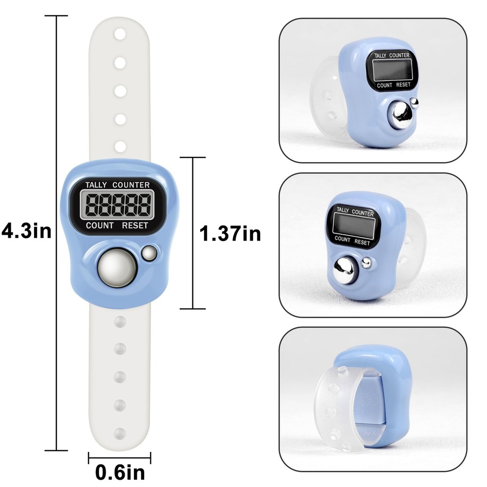 RINVEE 12PACK Electronic Finger Clicker Counter 5-Digit LCD Hand colorful