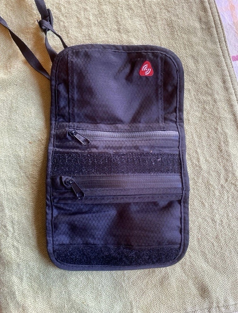 REI RFID tri-fold travel wallet with strap