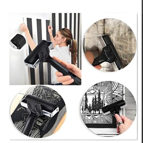 2 Pack Brayer Rollers, Professional Rubber Art Rollers with Comfortable Hand