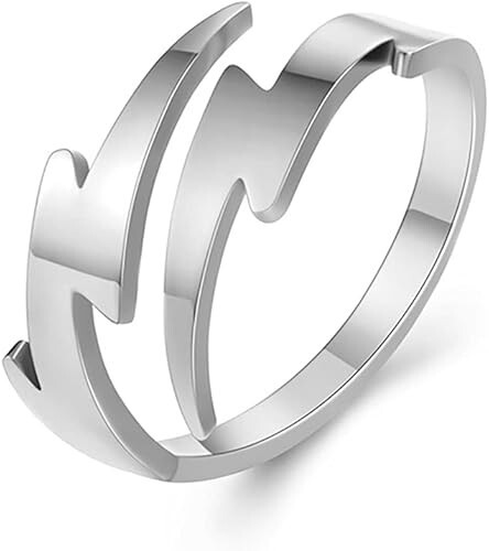 Solid 925 Sterling Silver Men’s Lightning Bolt Ring Adjustable Band Gift For Him