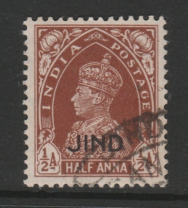 Jind 1941-43 ½a Red-brown SG 128 Fine used.