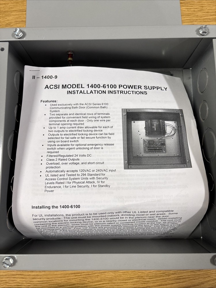 ACSI Series 6100 Communicating Shared Bath Door Electronic Lock Power Supply