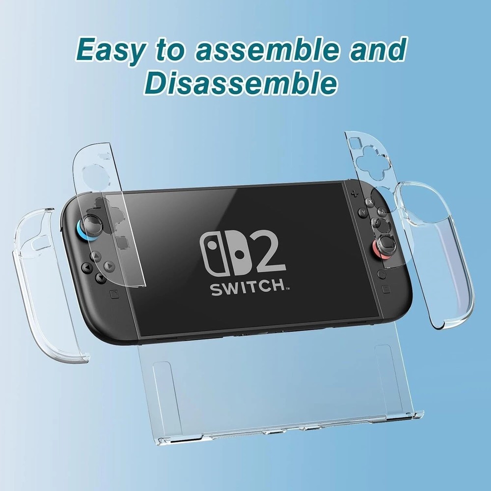Clear Case for Nintendo Switch 2 with Screen Protector,Thumb Grips,PC Protective