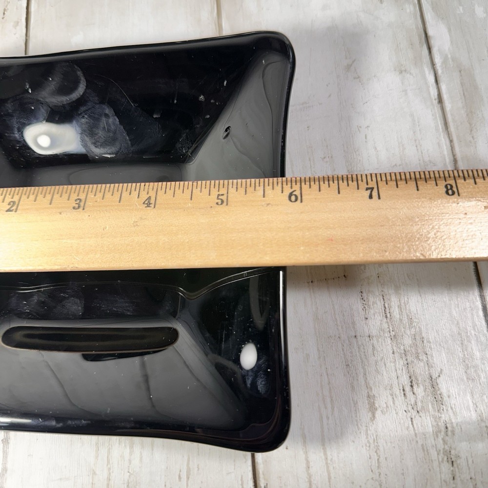 Crate & Barrel Abby Appetizer Dish Plates Black Weave Effect Underside 5 1/2"