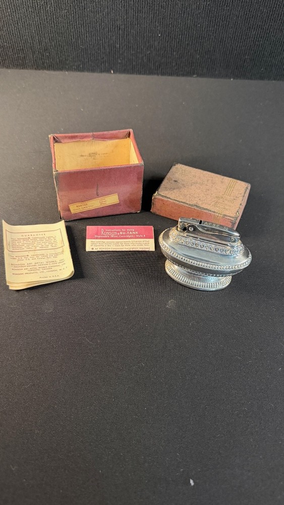 1952 Ronson Crown Table Lighter in Original Box with Paperwork