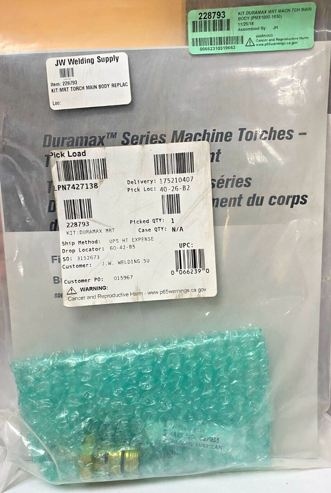 Hypertherm 228793  Duramax Series Torch Body Replacment Kit