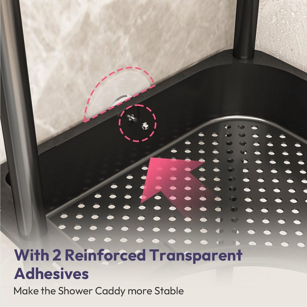SWTYMIKI Corner Shower Caddy Standing - 3 Tier Rustproof 3-tier, Black